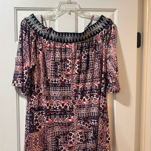 Three Hearts Off-Shoulder Dress with straps in Pink and Navy